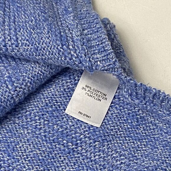 J. Jill Blue Round Neck Tunic Length Ribbed Knit Sweater Button Detail Sz M - Picture 5 of 11
